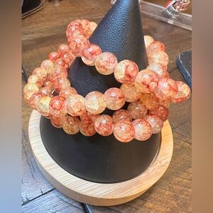 Elegant Red and Gold Glass Beaded Bracelets Lot 800